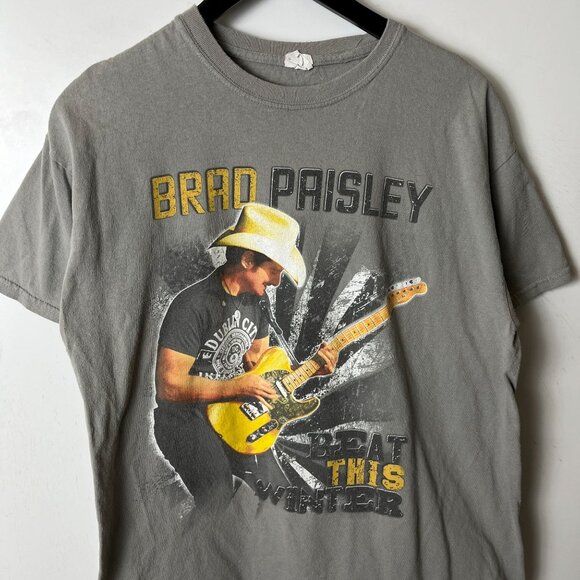 2014 Brad Paisley Beat This Winter Tour T-Shirt Large Gray Vintage Country Music - Picture 16 of 16